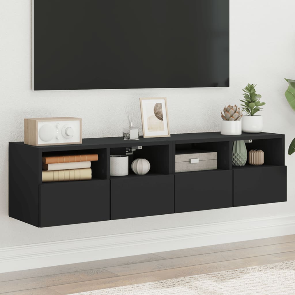 8721012254411_m_en_hd_1 vidaXL TV Wall Cabinets 2 pcs Black 60x30x30 cm Engineered Wood - Image 1