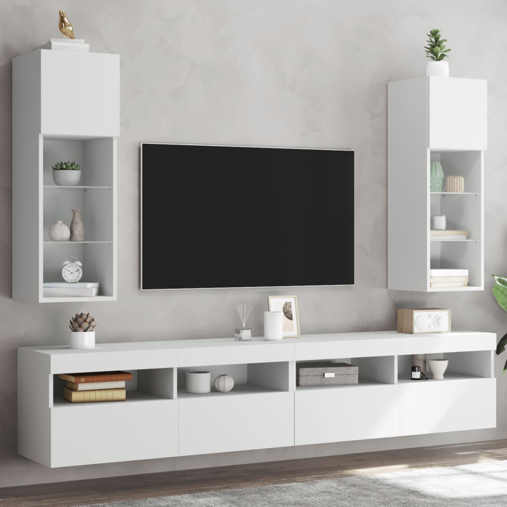 8721012255869_m_en_hd_1 vidaXL TV Cabinets with LED Lights 2 pcs White 30.5x30x90 cm - Image 1