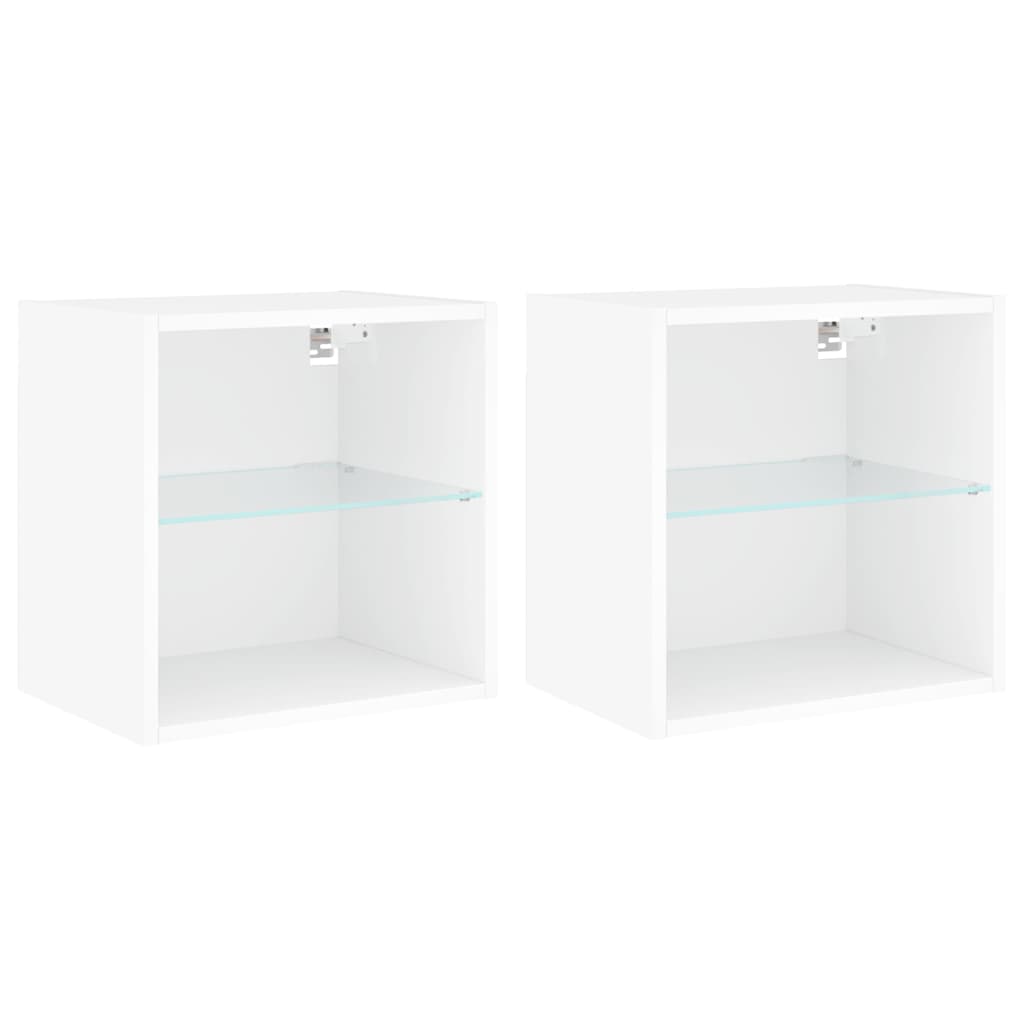 8721012256491_a_en_hd_1 vidaXL Bedside Cabinets with LED Lights Wall-mounted 2 pcs White - Image 2