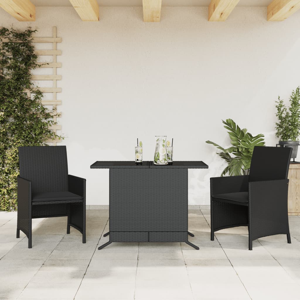 8721012262171_m_en_hd_1 vidaXL 3 Piece Bistro Set with Cushions Black Poly Rattan - Image 1