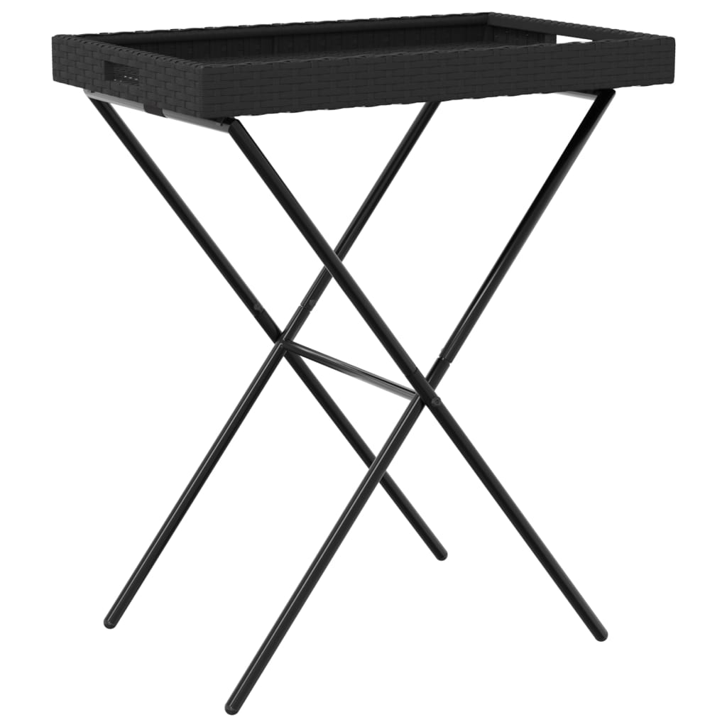 8721012262270_a_en_hd_1 vidaXL Folding Tray Table Black 65x40x75 cm Poly Rattan - Image 2