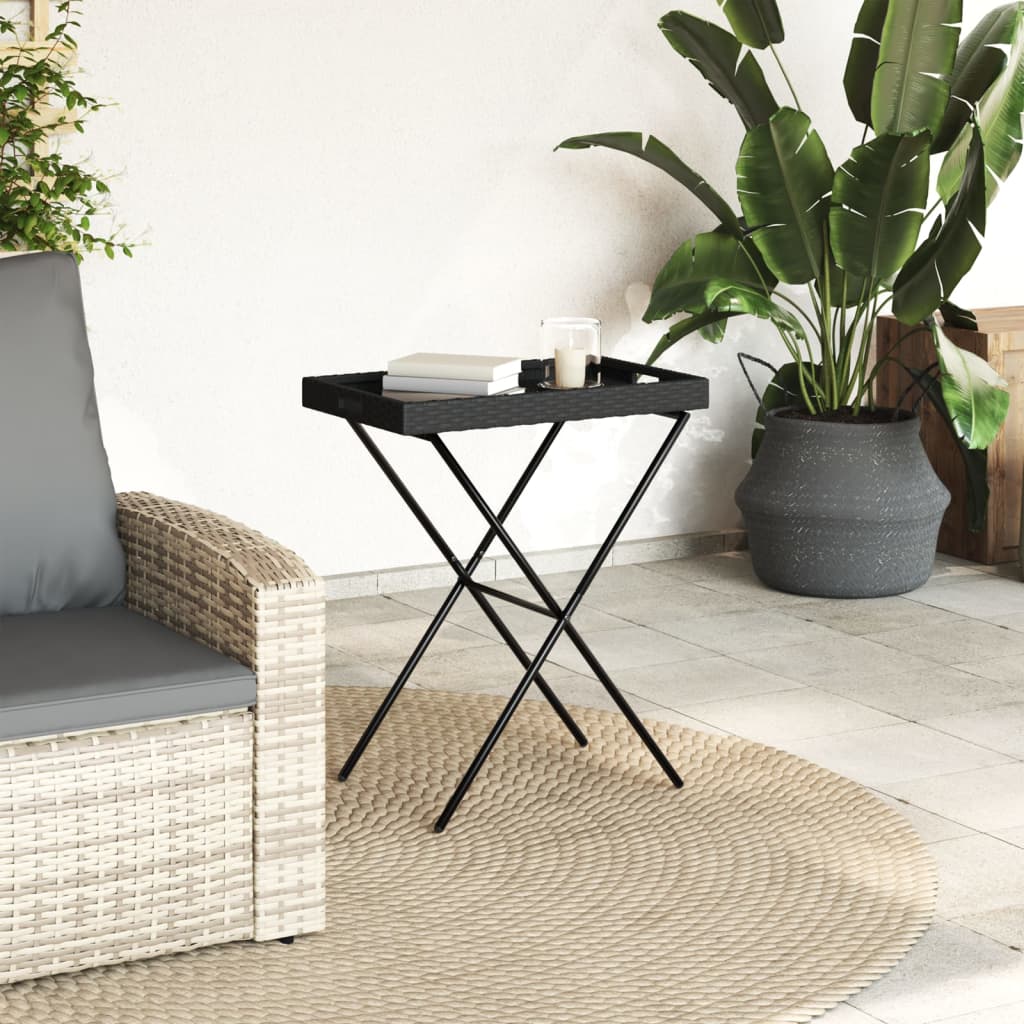 8721012262270_g_en_hd_1 vidaXL Folding Tray Table Black 65x40x75 cm Poly Rattan - Image 3