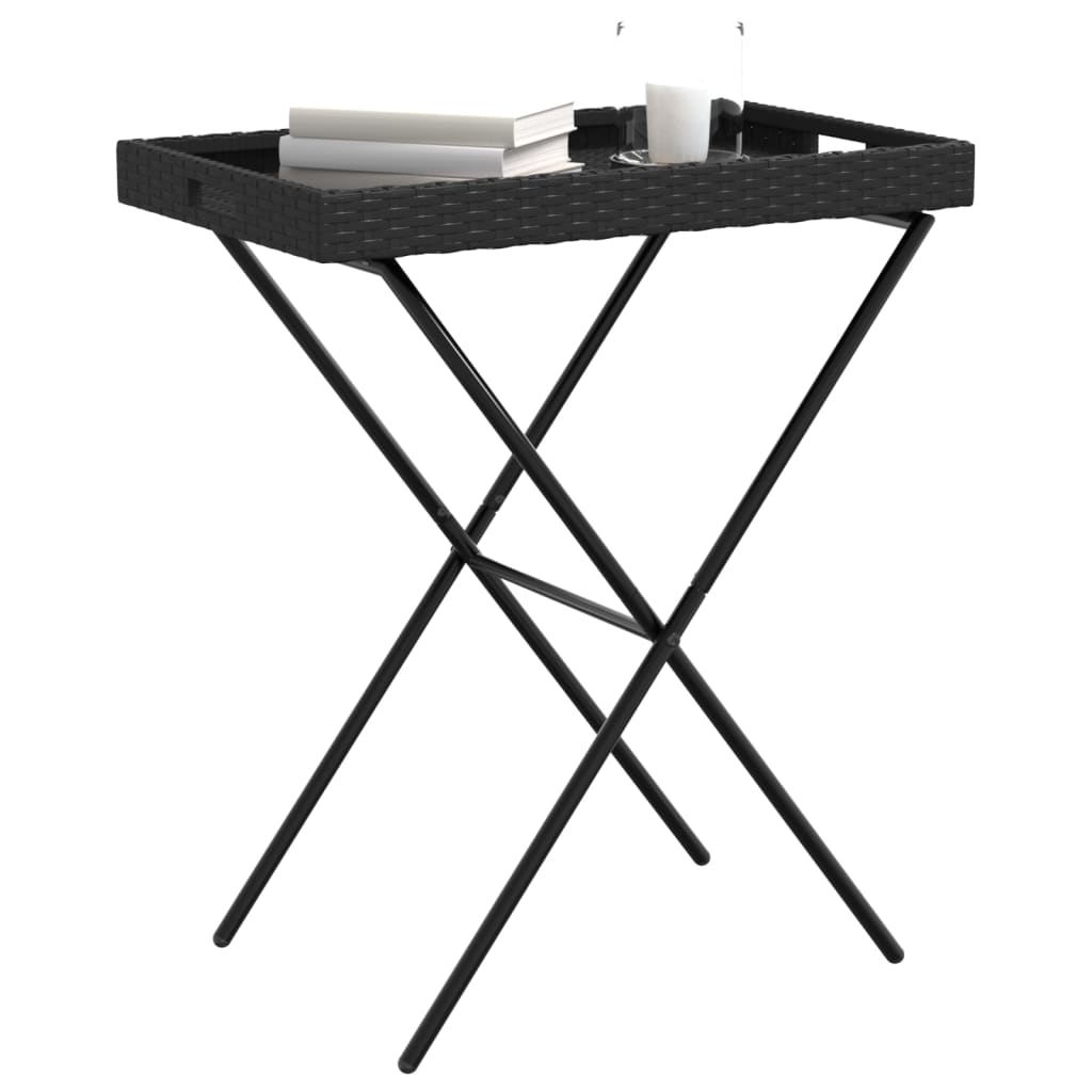 8721012262270_g_en_hd_2 vidaXL Folding Tray Table Black 65x40x75 cm Poly Rattan - Image 4