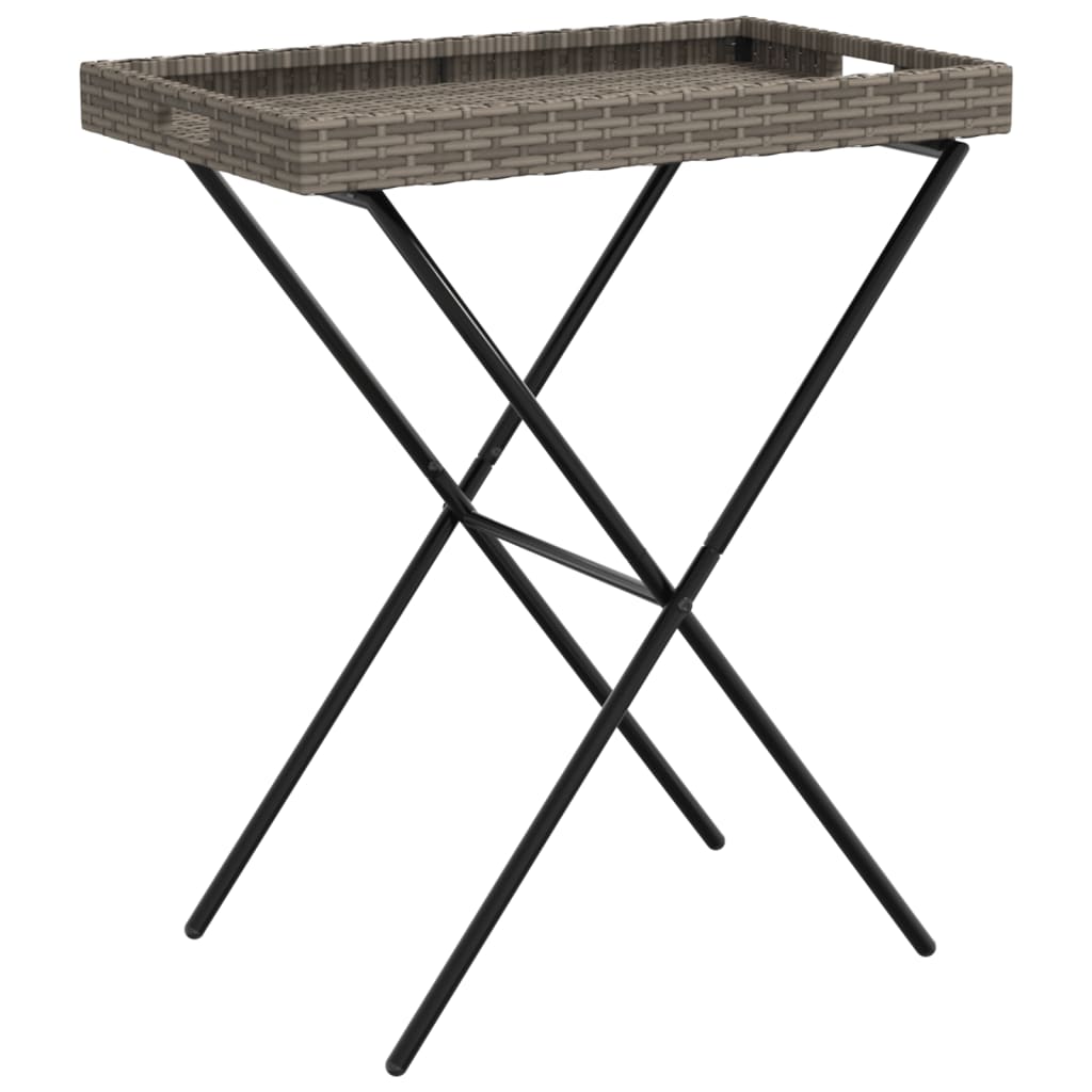 8721012262294_a_en_hd_1 vidaXL Folding Tray Table Grey 65x40x75 cm Poly Rattan - Image 2