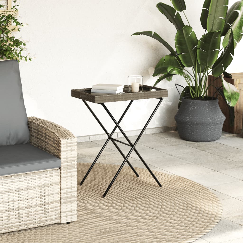 8721012262294_g_en_hd_1 vidaXL Folding Tray Table Grey 65x40x75 cm Poly Rattan - Image 3