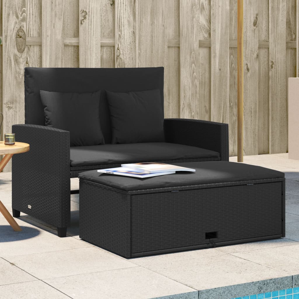 8721012262324_m_en_hd_1 vidaXL Garden Sofa with Cushions 2-Seater Black Poly Rattan - Image 1