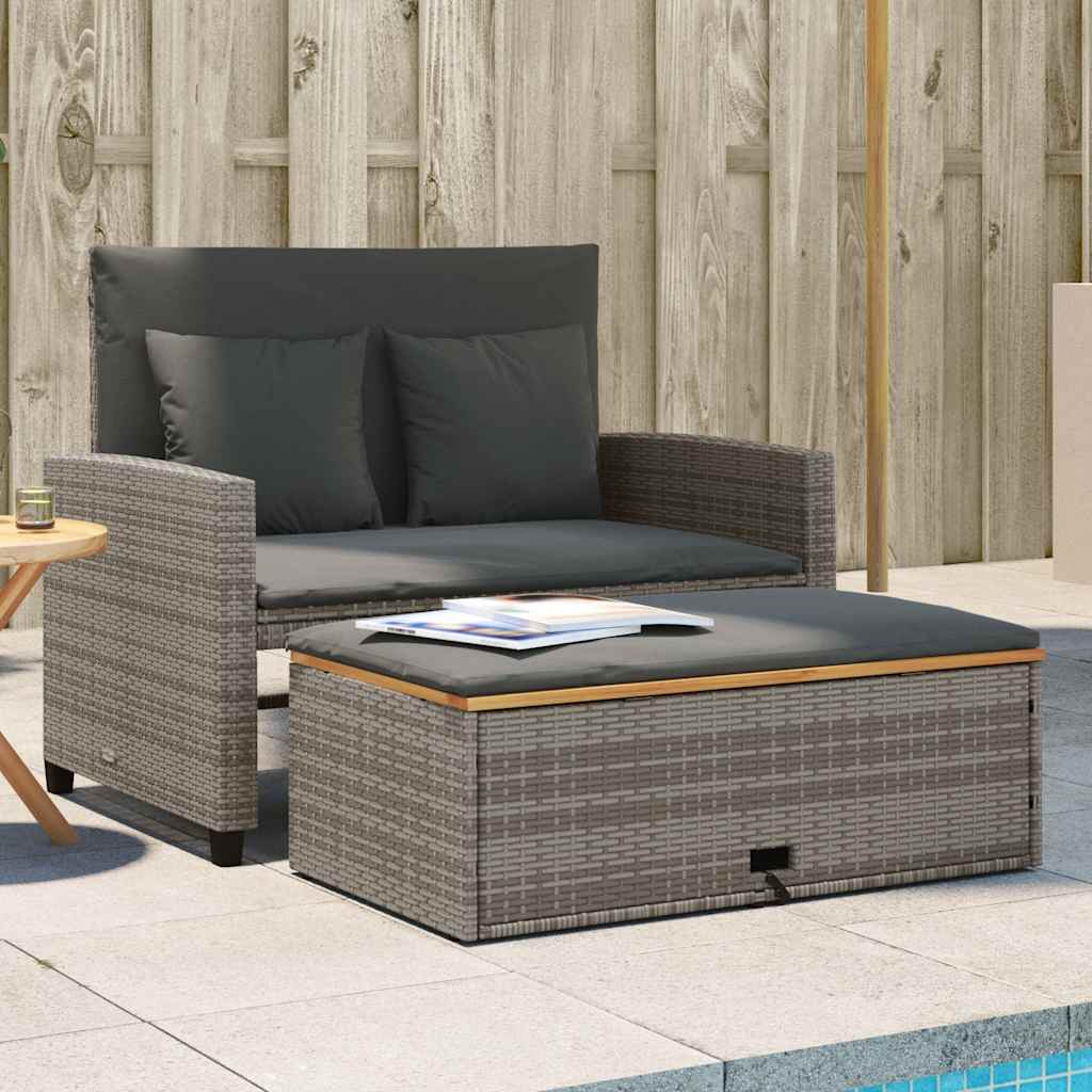 8721012262423_m_en_hd_1 vidaXL Garden Sofa with Cushions 2-Seater Grey Poly Rattan&Acacia Wood - Image 1