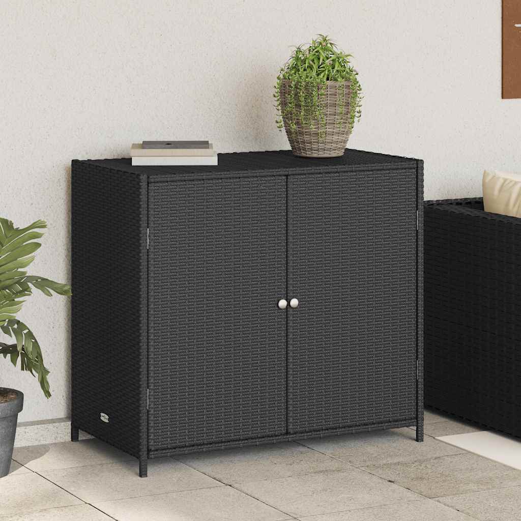 8721012264694_g_en_hd_1 vidaXL Garden Storage Cabinet Black 83x45x76 cm Poly Rattan - Image 4