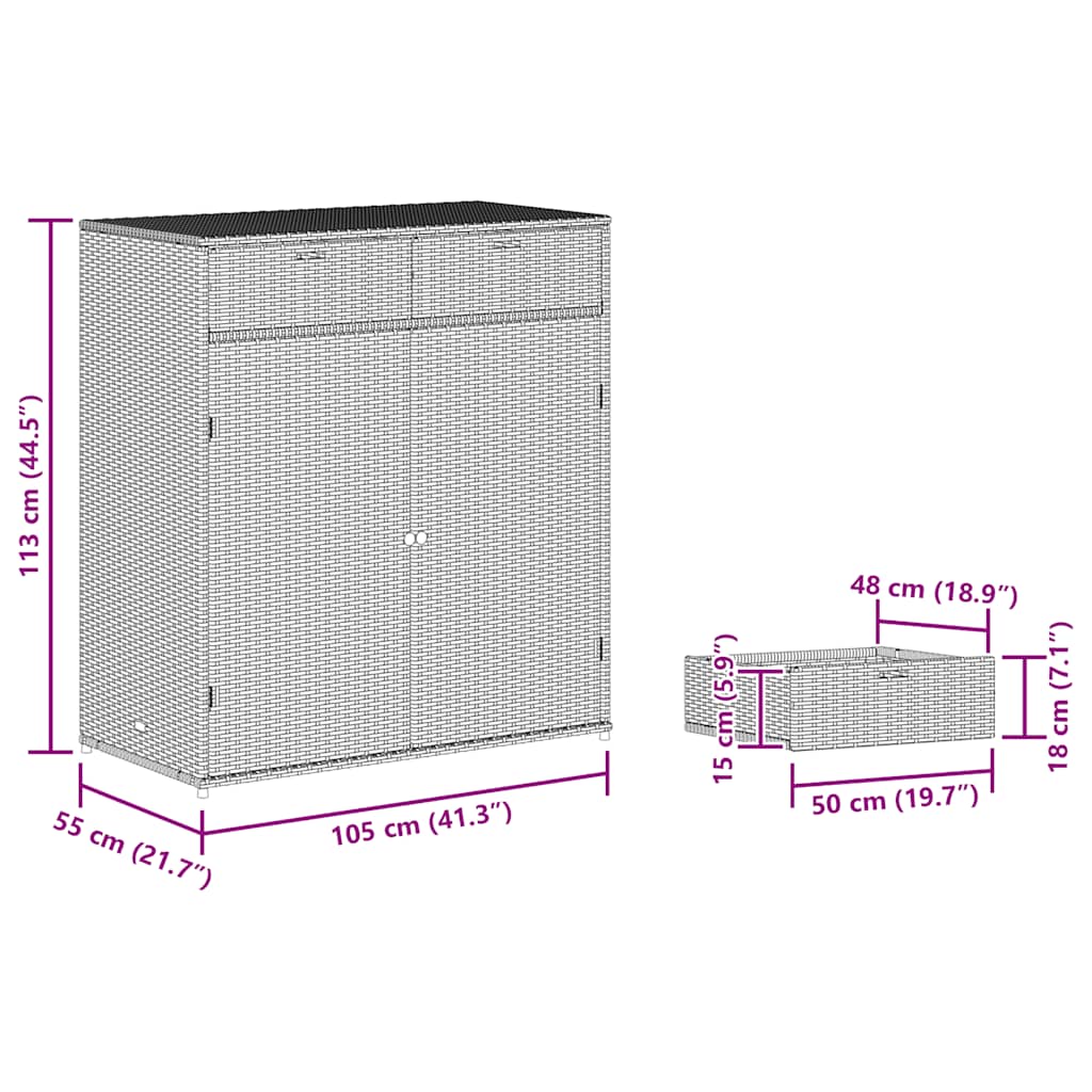 8721012264915_g_en_hd_11 vidaXL Garden Storage Cabinet Grey 105x55x113 cm Poly Rattan - Image 13