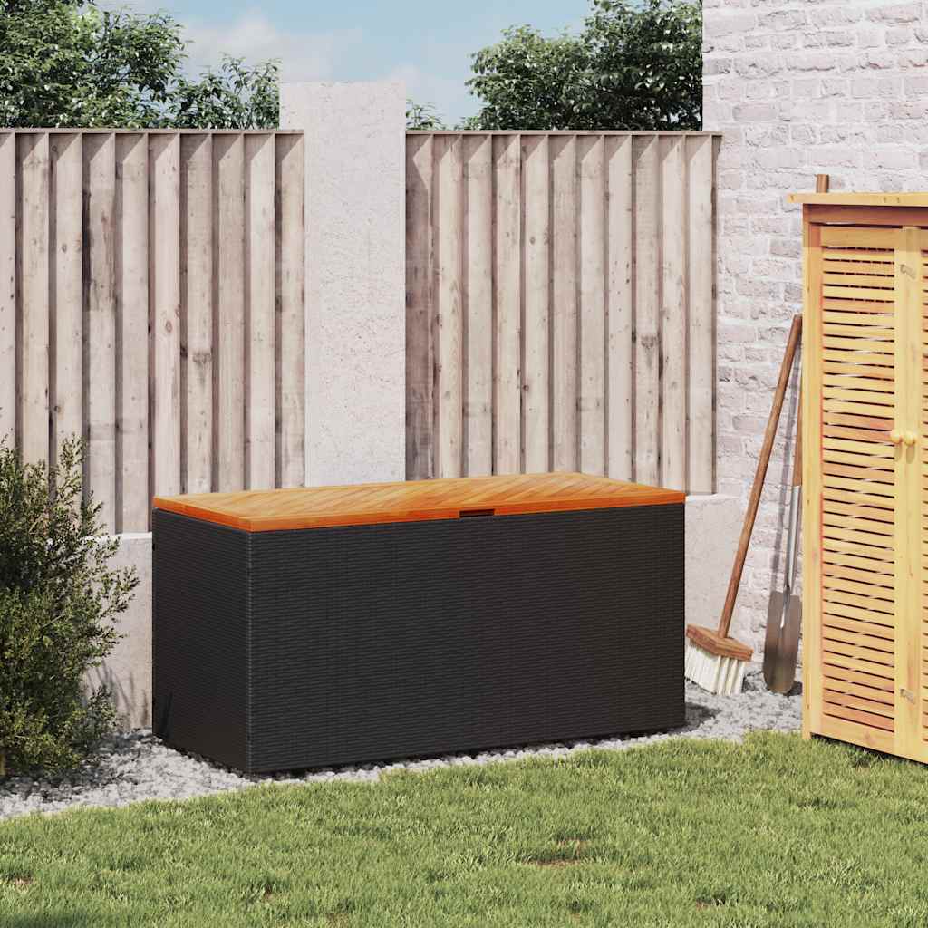 8721012265004_g_en_hd_1 vidaXL Garden Storage Box Black 110x50x54 cm Poly Rattan Acacia Wood - Image 3