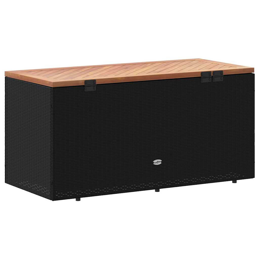 8721012265004_g_en_hd_4 vidaXL Garden Storage Box Black 110x50x54 cm Poly Rattan Acacia Wood - Image 6
