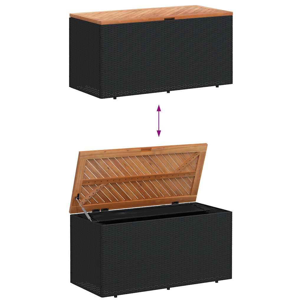 8721012265004_g_en_hd_5 vidaXL Garden Storage Box Black 110x50x54 cm Poly Rattan Acacia Wood - Image 7