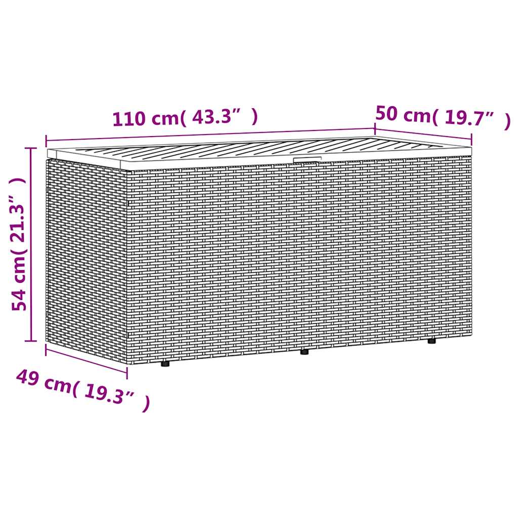 8721012265011_g_en_hd_10 vidaXL Garden Storage Box Grey 110x50x54 cm Poly Rattan Acacia Wood - Image 12