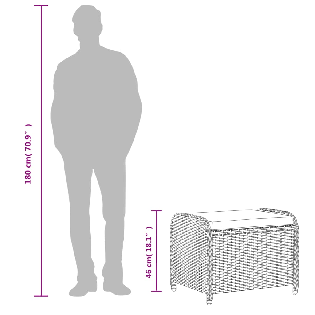 8721012265158_g_en_hd_6 vidaXL Garden Stool with Cushion Grey 58x46x46 cm Poly Rattan - Image 8