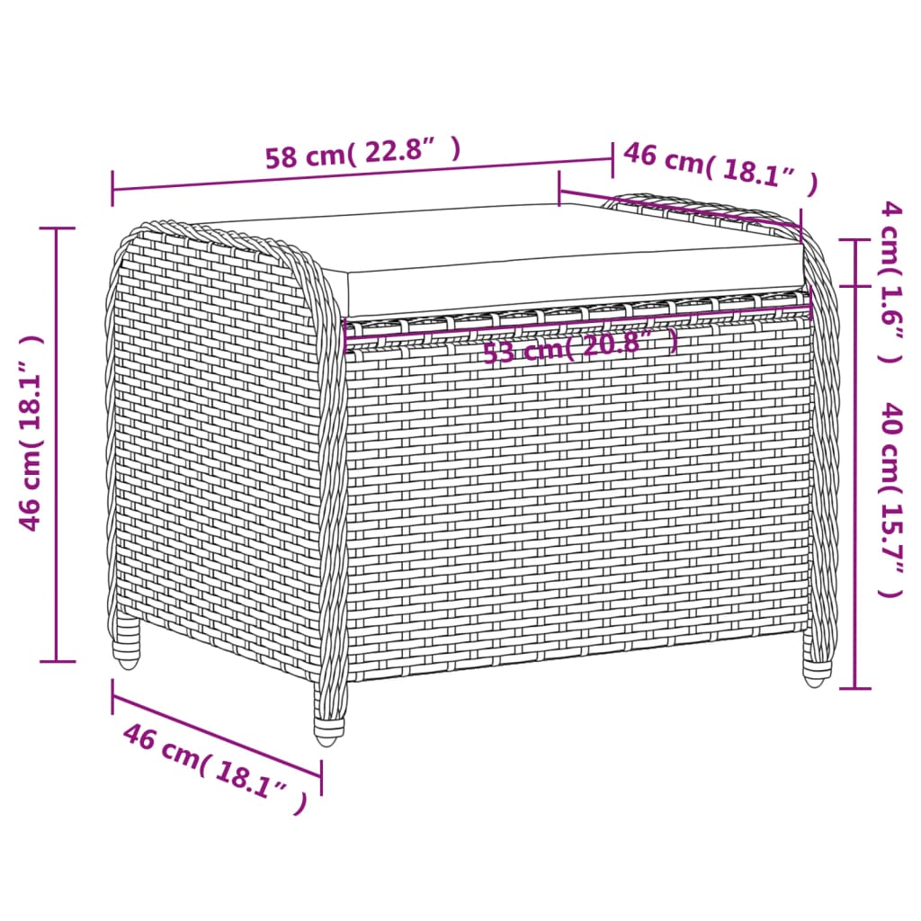 8721012265158_g_en_hd_7 vidaXL Garden Stool with Cushion Grey 58x46x46 cm Poly Rattan - Image 9