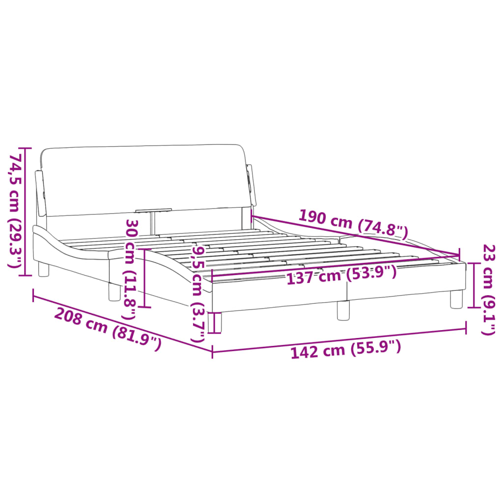 8721012268180_g_en_hd_7 vidaXL Bed Frame "Dover" Dark Grey 137x190 cm Double Fabric - Image 9