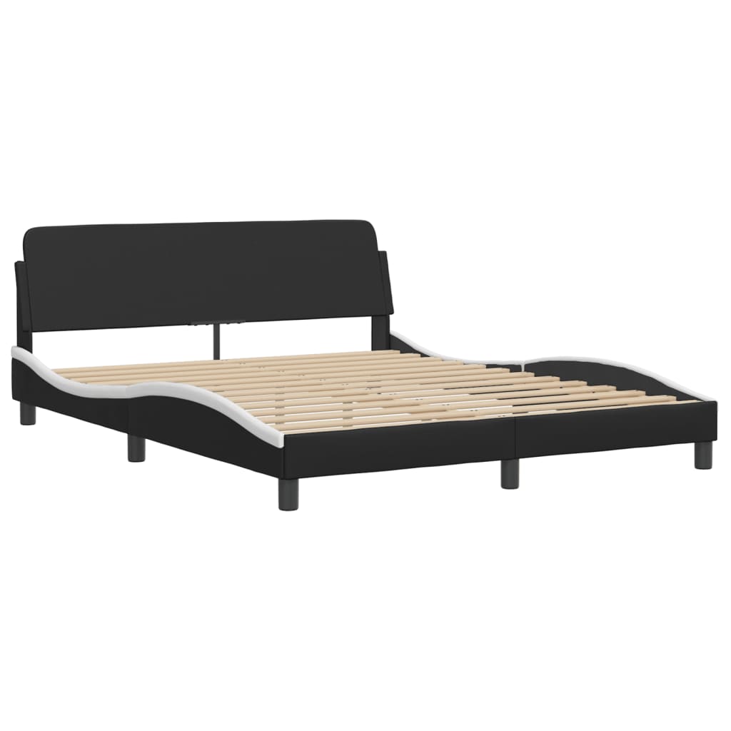 8721012268340_g_en_hd_1 vidaXL Bed Frame "Dover" Black and White 152x203 cm Queen Faux Leather - Image 3