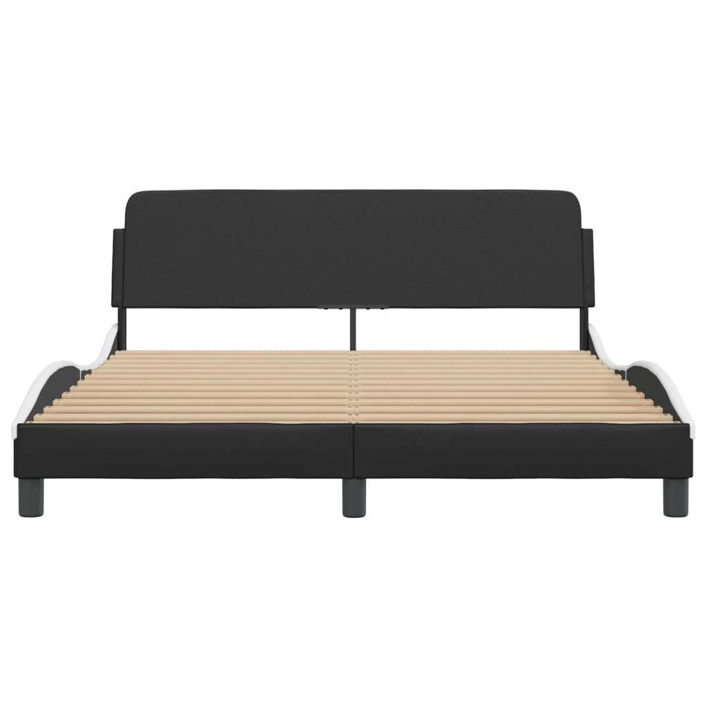 8721012268340_g_en_hd_2 vidaXL Bed Frame "Dover" Black and White 152x203 cm Queen Faux Leather - Image 4