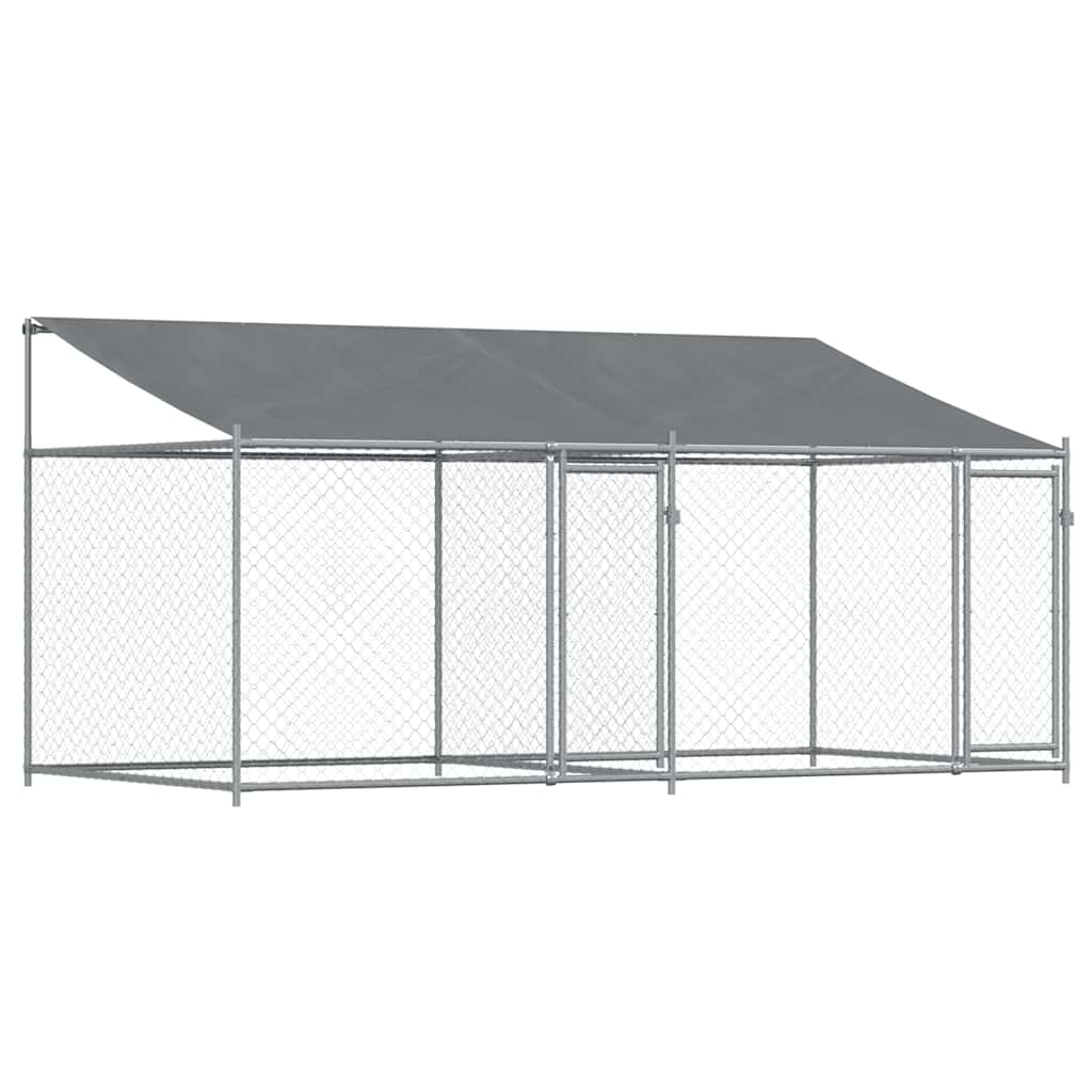 8721012272989_a_en_hd_1 vidaXL Dog Cage with Roof and Doors Grey 4x2x2 m Galvanised Steel - Image 2