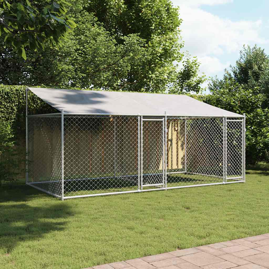 8721012272989_g_en_hd_1 vidaXL Dog Cage with Roof and Doors Grey 4x2x2 m Galvanised Steel - Image 3