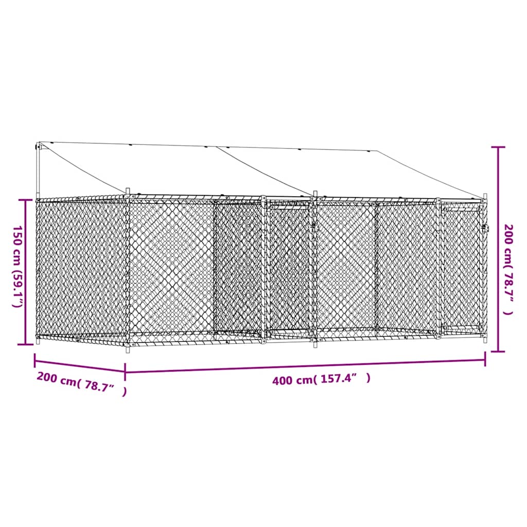 8721012272989_g_en_hd_7 vidaXL Dog Cage with Roof and Doors Grey 4x2x2 m Galvanised Steel - Image 9