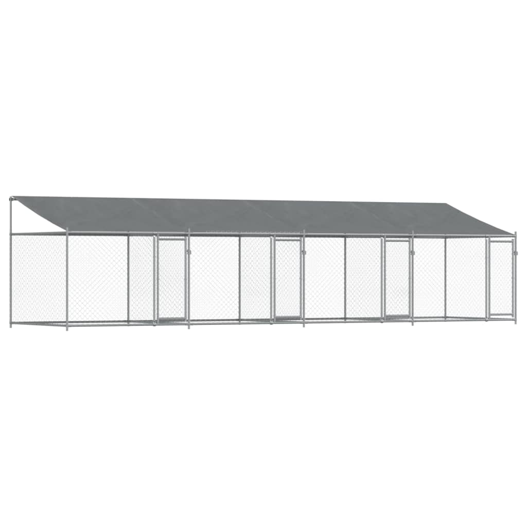 8721012273009_a_en_hd_1 vidaXL Dog Cage with Roof and Doors Grey 8x2x2 m Galvanised Steel - Image 2