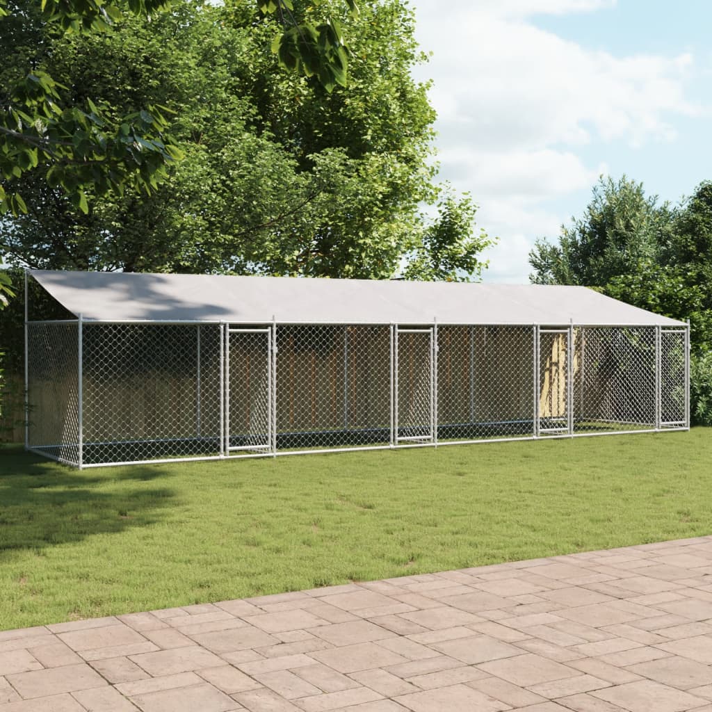 8721012273009_g_en_hd_1 vidaXL Dog Cage with Roof and Doors Grey 8x2x2 m Galvanised Steel - Image 3