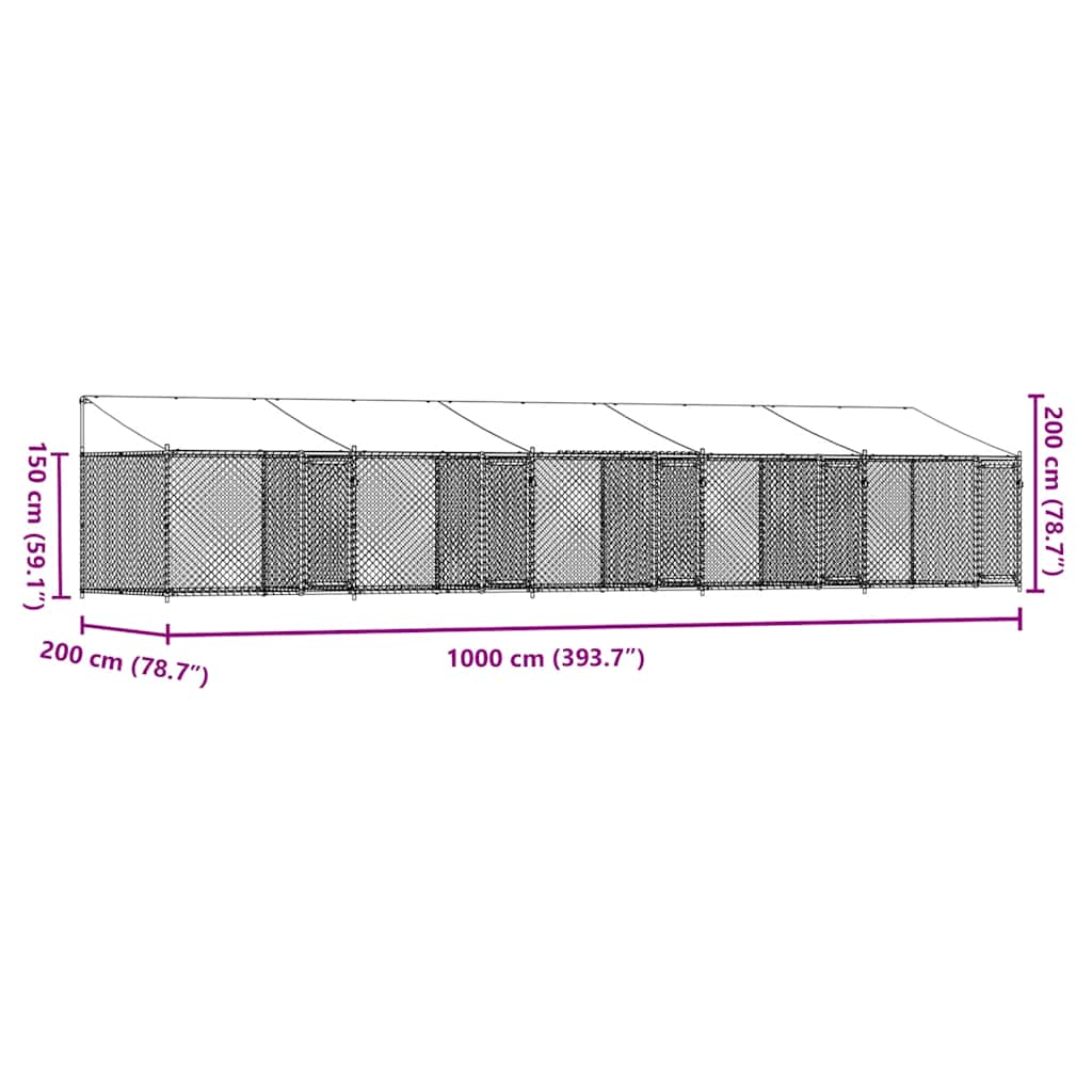 8721012273016_g_en_hd_7 vidaXL Dog Cage with Roof and Doors Grey 10x2x2 m Galvanised Steel - Image 9