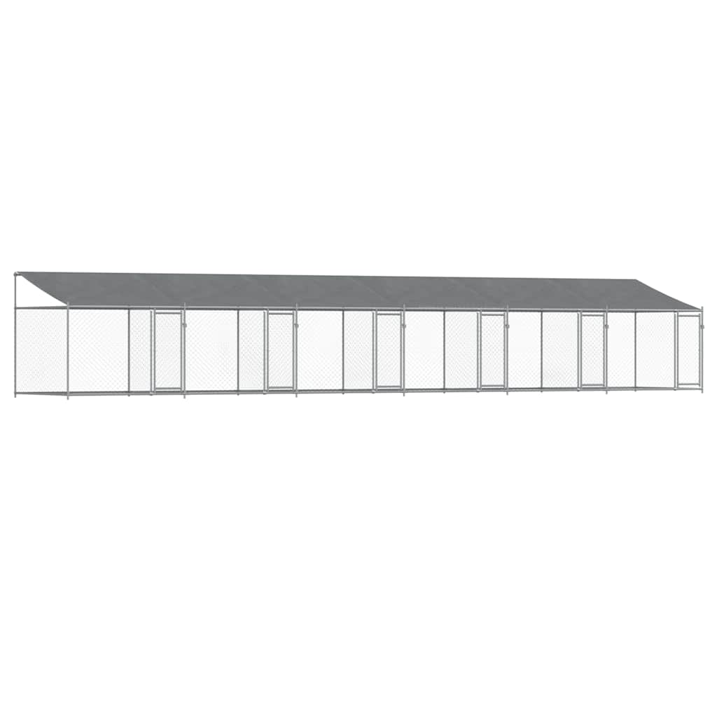 8721012273023_a_en_hd_1 vidaXL Dog Cage with Roof and Doors Grey 12x2x2 m Galvanised Steel - Image 2