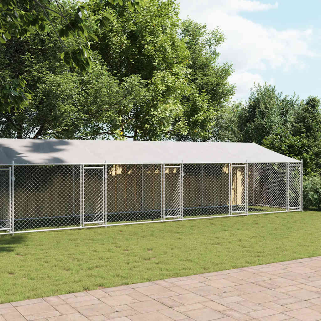 8721012273023_g_en_hd_1 vidaXL Dog Cage with Roof and Doors Grey 12x2x2 m Galvanised Steel - Image 3