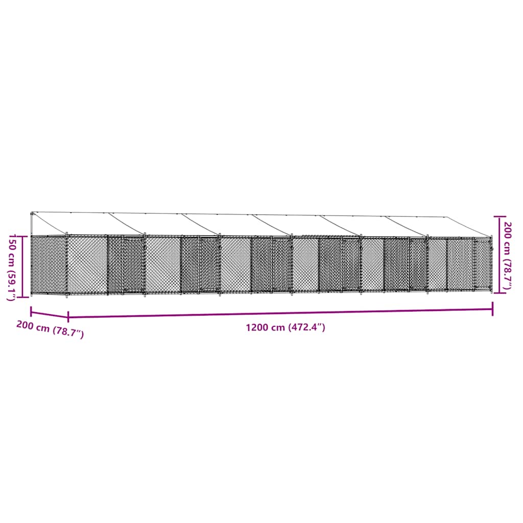 8721012273023_g_en_hd_7 vidaXL Dog Cage with Roof and Doors Grey 12x2x2 m Galvanised Steel - Image 9