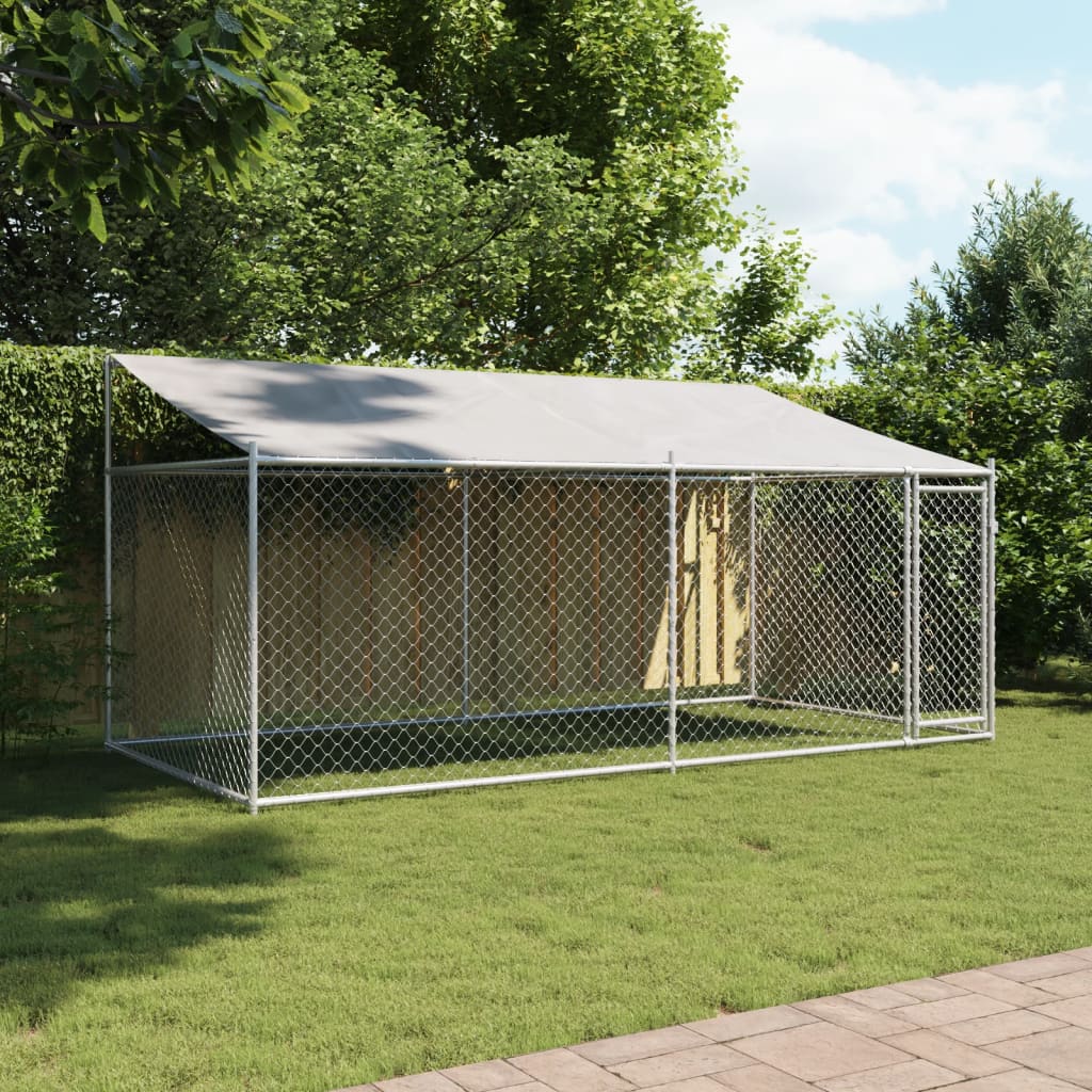 8721012273030_g_en_hd_1 vidaXL Dog Cage with Roof and Door Grey 4x2x2 m Galvanised Steel - Image 3