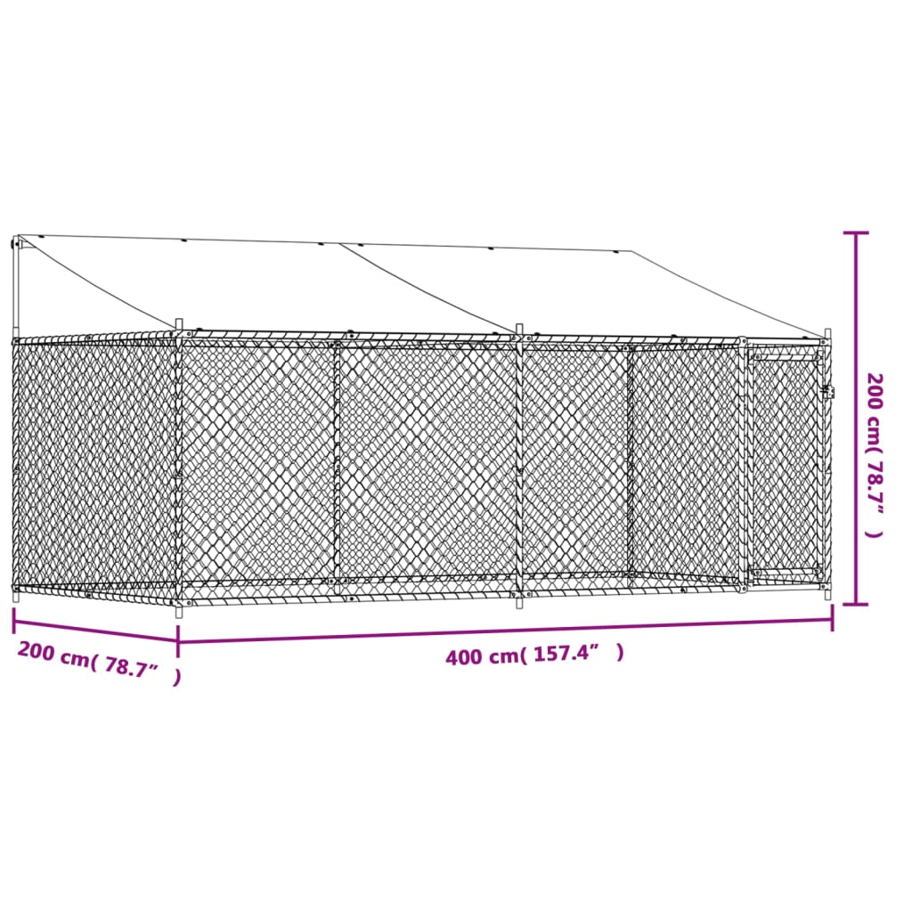 8721012273030_g_en_hd_7 vidaXL Dog Cage with Roof and Door Grey 4x2x2 m Galvanised Steel - Image 9