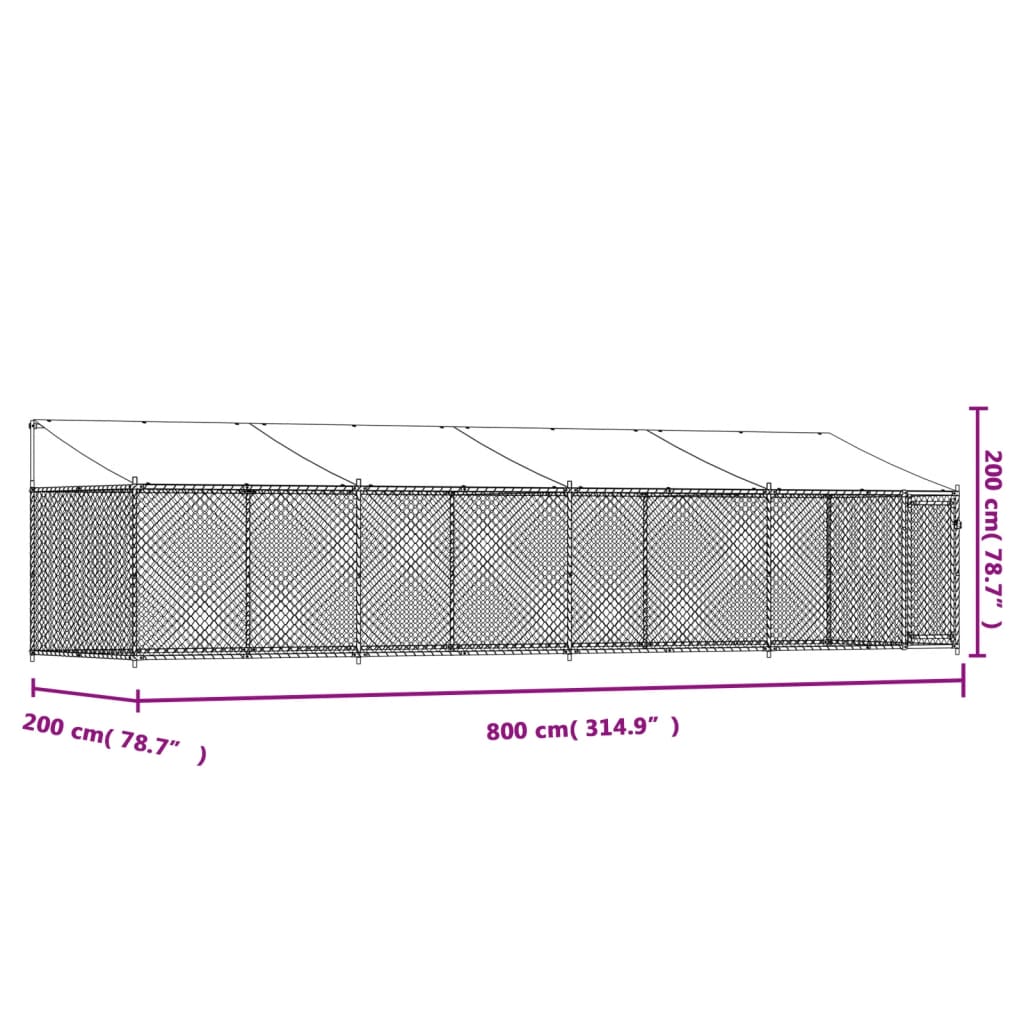 8721012273054_g_en_hd_7 vidaXL Dog Cage with Roof and Door Grey 8x2x2 m Galvanised Steel - Image 9