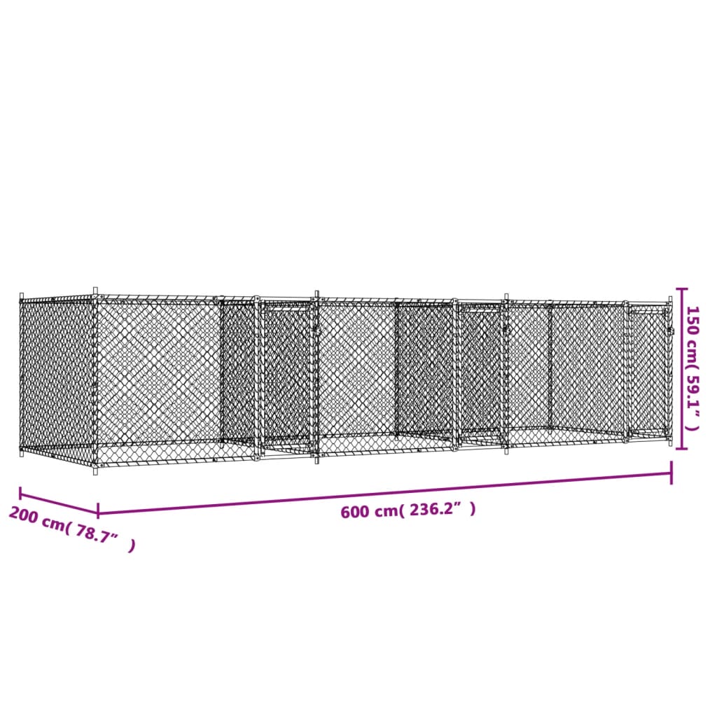 8721012273092_g_en_hd_7 vidaXL Dog Cage with Doors Grey 6x2x1.5 m Galvanised Steel - Image 9