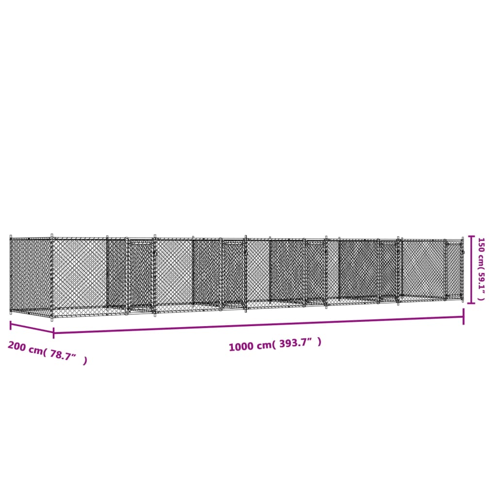 8721012273115_g_en_hd_7 vidaXL Dog Cage with Doors Grey 10x2x1.5 m Galvanised Steel - Image 9