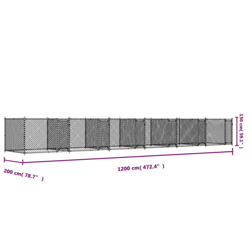 8721012273122_g_en_hd_7 vidaXL Dog Cage with Doors Grey 12x2x1.5 m Galvanised Steel - Image 9