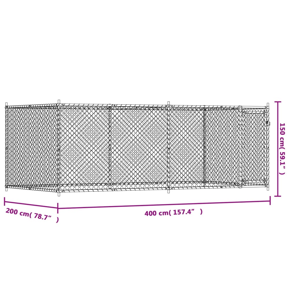 8721012273139_g_en_hd_7 vidaXL Dog Cage with Door Grey 4x2x1.5 m Galvanised Steel - Image 9