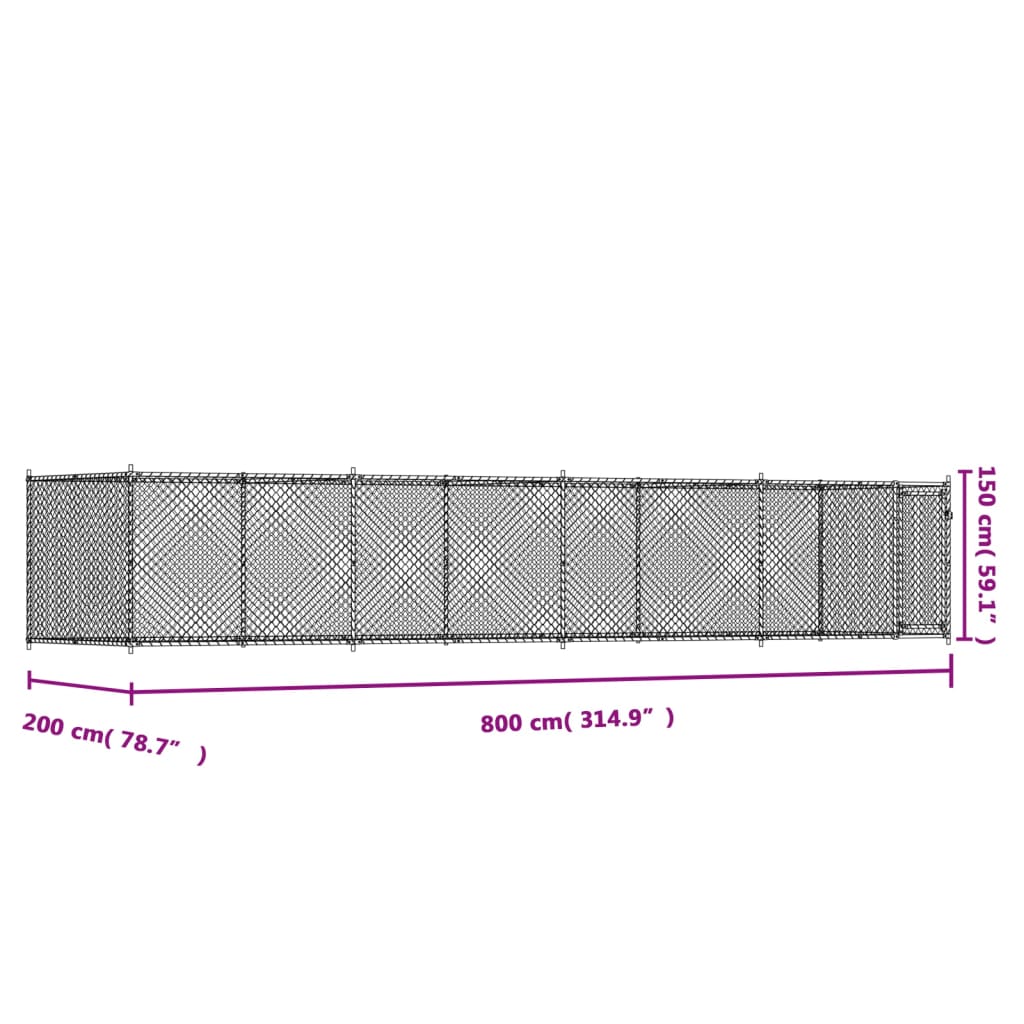 8721012273153_g_en_hd_7 vidaXL Dog Cage with Door Grey 8x2x1.5 m Galvanised Steel - Image 9