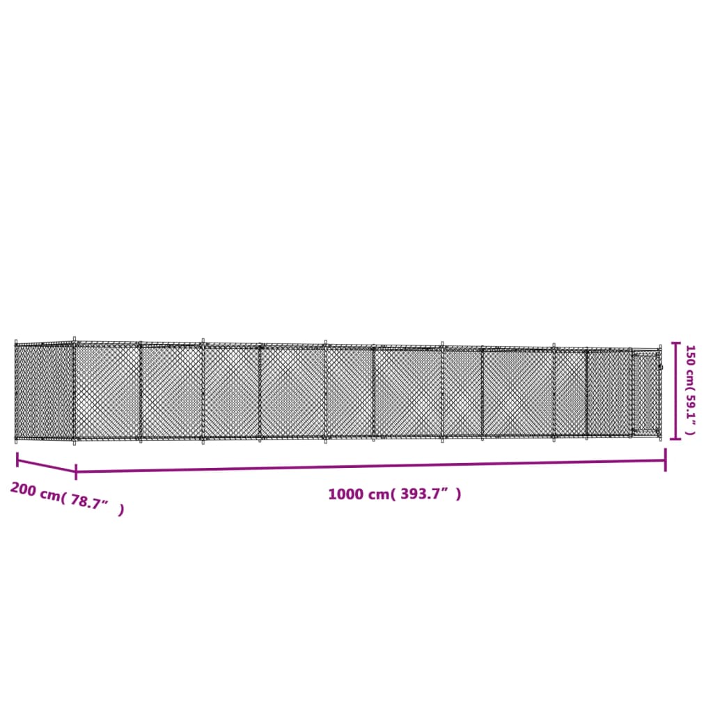 8721012273160_g_en_hd_7 vidaXL Dog Cage with Door Grey 10x2x1.5 m Galvanised Steel - Image 9