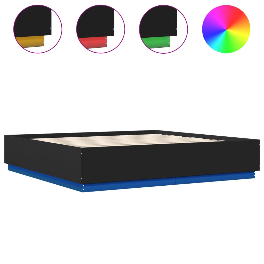 8721012273269_a_en_hd_1 vidaXL Bed Frame with LED without Mattress Black 183x203 cm King - Image 2