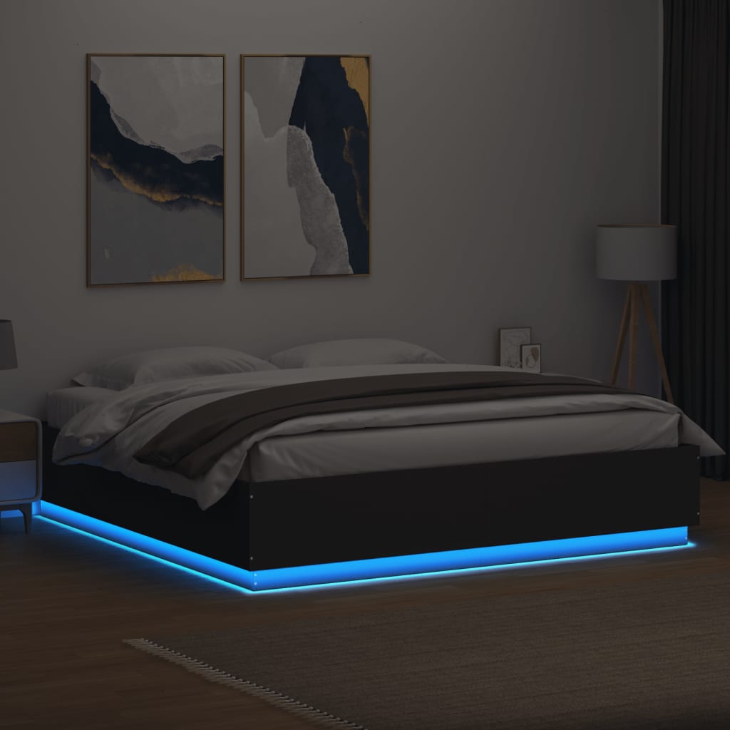 8721012273269_g_en_hd_2 vidaXL Bed Frame with LED without Mattress Black 183x203 cm King - Image 4