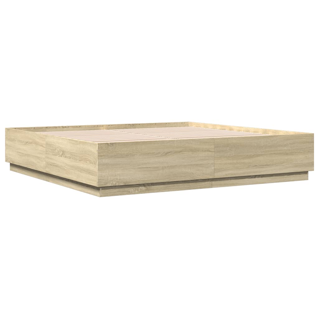 8721012273276_g_en_hd_1 vidaXL Bed Frame with LED without Mattress Sonoma Oak 183x203 cm King - Image 3