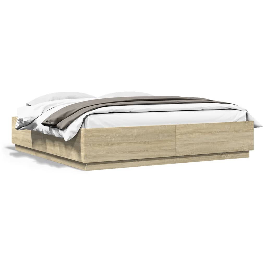 8721012273276_g_en_hd_3 vidaXL Bed Frame with LED without Mattress Sonoma Oak 183x203 cm King - Image 5