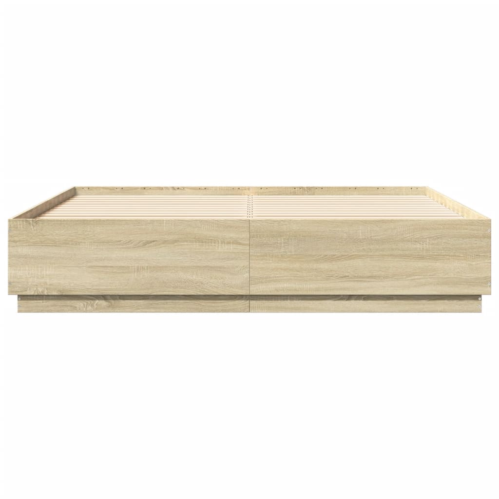 8721012273276_g_en_hd_4 vidaXL Bed Frame with LED without Mattress Sonoma Oak 183x203 cm King - Image 6