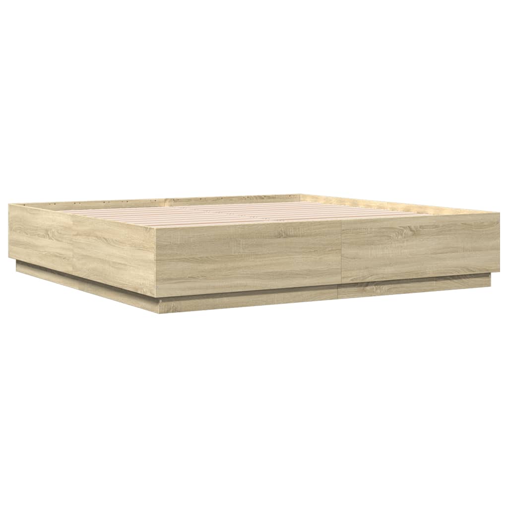 8721012273276_g_en_hd_6 vidaXL Bed Frame with LED without Mattress Sonoma Oak 183x203 cm King - Image 8