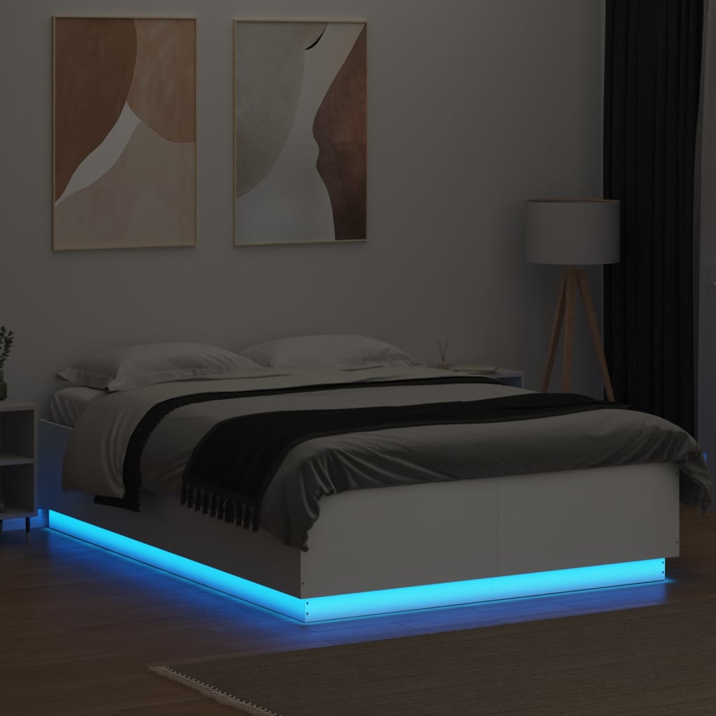 8721012273399_g_en_hd_2 vidaXL Bed Frame with LED without Mattress White 150x200 cm - Image 4