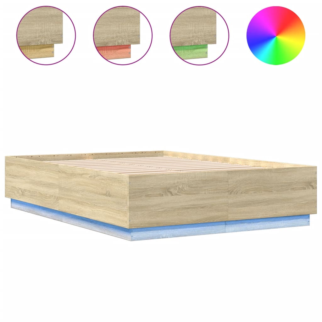 8721012273412_a_en_hd_1 vidaXL Bed Frame with LED without Mattress Sonoma Oak 150x200 cm - Image 2