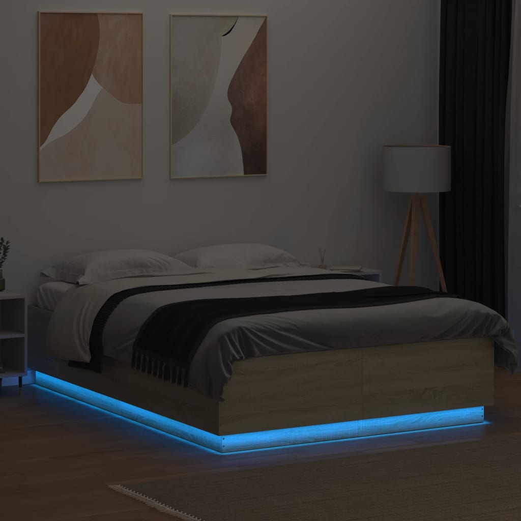 8721012273412_g_en_hd_2 vidaXL Bed Frame with LED without Mattress Sonoma Oak 150x200 cm - Image 4