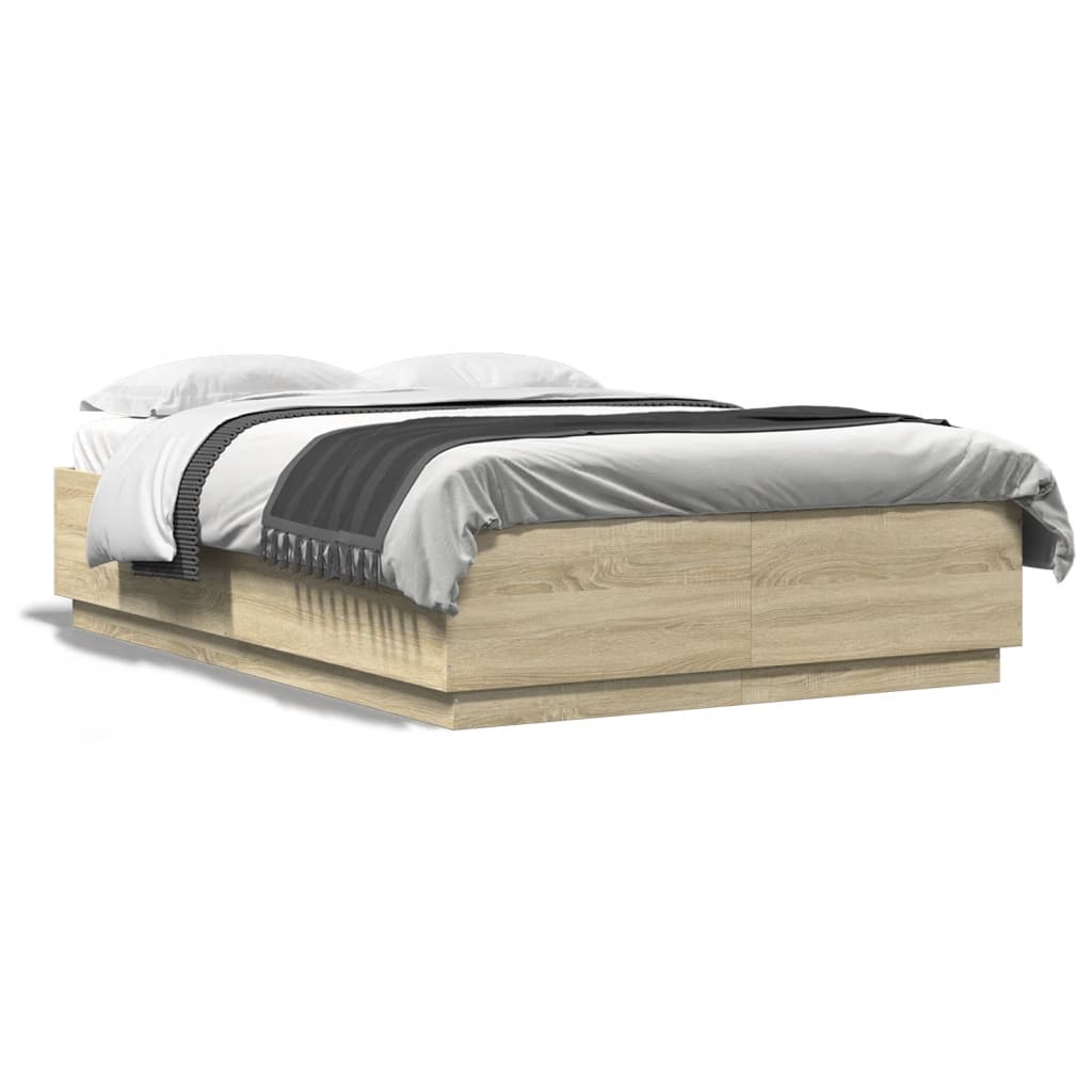 8721012273412_g_en_hd_3 vidaXL Bed Frame with LED without Mattress Sonoma Oak 150x200 cm - Image 5
